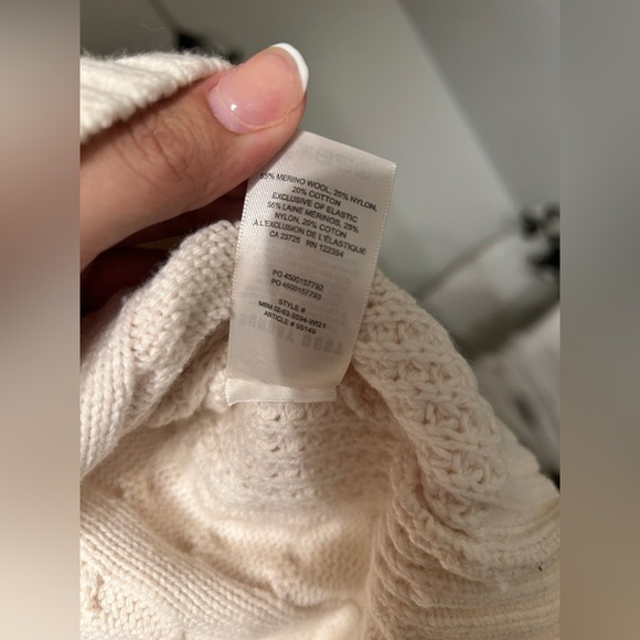 Aritzia Sunday Best Cable Knit White Pullover V-Neck Sweater Vest Women’s XS - Picture 5 of 8